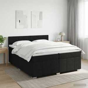 Imagine vidaXL Pat boxspring cu saltea Negru 200 x 200 cm Țesătură