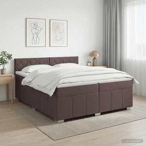 Imagine vidaXL Pat boxspring cu saltea Maro închis 200 x 200 cm Țesătură