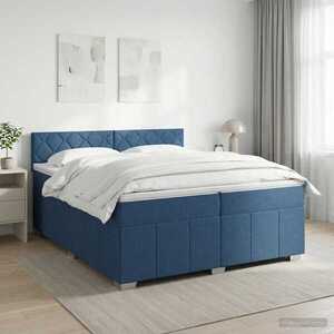 Imagine vidaXL Pat boxspring cu saltea albastru 200 x 200 cm Țesătură