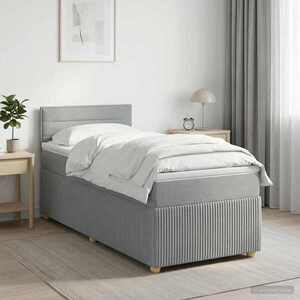 Imagine vidaXL Pat boxspring cu saltea Gri deschis 80 x 200 cm Țesătură