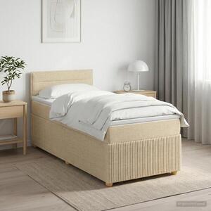 Imagine vidaXL Pat boxspring cu saltea cu headboard Crem 80 x 200 cm Țesătură