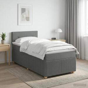 Imagine vidaXL Pat boxspring cu saltea Gri închis 80 x 200 cm Țesătură