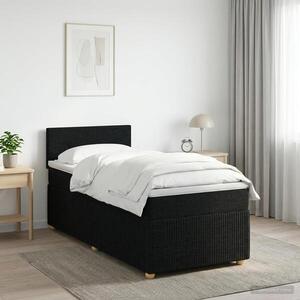 Imagine vidaXL Pat boxspring cu saltea cu headboard Negru 80 x 200 cm Țesătură