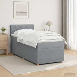 Imagine vidaXL Pat boxspring cu saltea Gri deschis 80 x 200 cm Țesătură