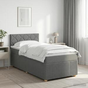 Imagine vidaXL Pat boxspring cu saltea Gri închis 80 x 200 cm Țesătură