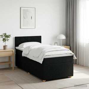 Imagine vidaXL Pat boxspring cu saltea cu headboard Negru 80 x 200 cm Țesătură