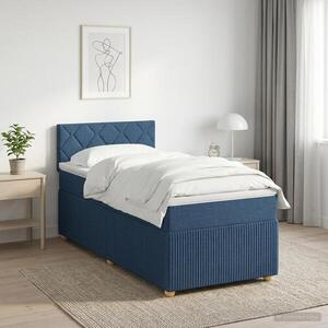 Imagine vidaXL Pat boxspring cu saltea albastru 80 x 200 cm Țesătură