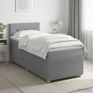 Imagine vidaXL Pat boxspring cu saltea Gri deschis 90 x 190 cm Țesătură