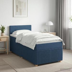 Imagine vidaXL Pat boxspring cu saltea albastru 90 x 190 cm Țesătură