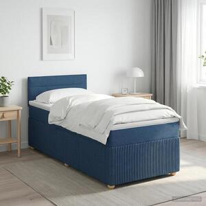 Imagine vidaXL Pat boxspring cu saltea albastru 100 x 200 cm Țesătură