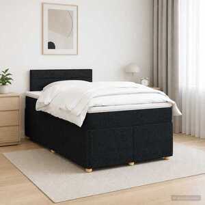 Imagine vidaXL Pat boxspring cu saltea Negru 120 x 190 cm Țesătură