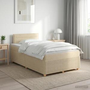 Imagine vidaXL Pat boxspring cu saltea cu headboard Crem 120 x 190 cm Țesătură