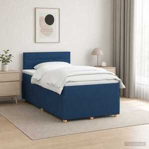 Imagine vidaXL Pat boxspring cu saltea albastru 120 x 190 cm Țesătură