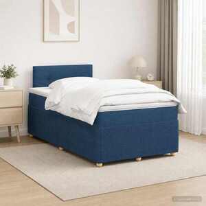 Imagine vidaXL Pat boxspring cu saltea albastru 120 x 190 cm Țesătură