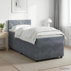 Imagine vidaXL Pat boxspring cu saltea Gri închis 80 x 200 cm Catifea