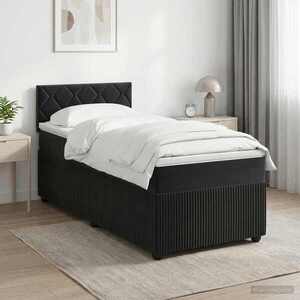 Imagine vidaXL Pat boxspring cu saltea cu headboard Negru 80 x 200 cm Catifea