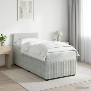 Imagine vidaXL Pat boxspring cu saltea Gri deschis 90 x 190 cm Catifea