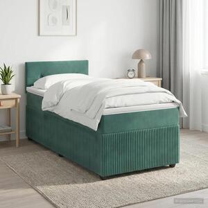 Imagine vidaXL Pat boxspring cu saltea Verde închis 90 x 190 cm Catifea