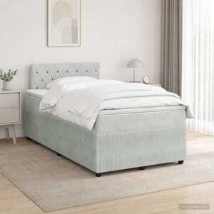 Imagine vidaXL Pat boxspring cu saltea Gri deschis 120 x 190 cm Catifea
