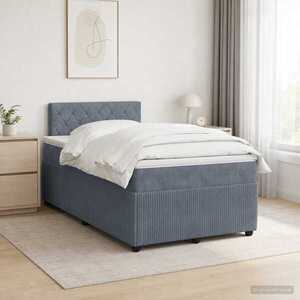 Imagine vidaXL Pat boxspring cu saltea Gri închis 120 x 190 cm Catifea