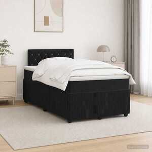 Imagine vidaXL Pat boxspring cu saltea cu headboard Negru 120 x 190 cm Catifea