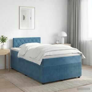 Imagine vidaXL Pat boxspring cu saltea albastru 120 x 190 cm Catifea