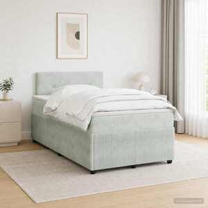 Imagine vidaXL Pat boxspring cu saltea Gri deschis 120 x 190 cm Catifea