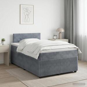 Imagine vidaXL Pat boxspring cu saltea Gri închis 120 x 190 cm Catifea