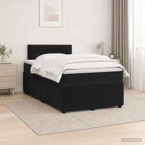 Imagine vidaXL Pat boxspring cu saltea cu headboard Negru 120 x 190 cm Catifea