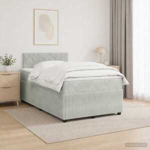 Imagine vidaXL Pat boxspring cu saltea Gri deschis 120 x 190 cm Catifea