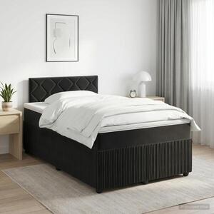 Imagine vidaXL Pat boxspring cu saltea cu headboard Negru 120 x 190 cm Catifea