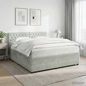 Imagine vidaXL Pat boxspring cu saltea Gri deschis 140 x 190 cm Catifea