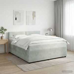 Imagine vidaXL Pat boxspring cu saltea Gri deschis 140 x 190 cm Catifea