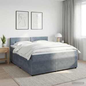 Imagine vidaXL Pat boxspring cu saltea Gri închis 140 x 190 cm Catifea