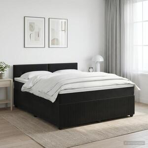 Imagine vidaXL Pat boxspring cu saltea cu headboard Negru 140 x 190 cm Catifea