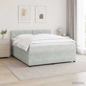 Imagine vidaXL Pat boxspring cu saltea Gri deschis 140 x 190 cm Catifea