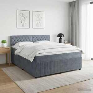 Imagine vidaXL Pat boxspring cu saltea Gri închis 160 x 200 cm Catifea