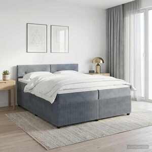 Imagine vidaXL Pat boxspring cu saltea Gri închis 200 x 200 cm Catifea