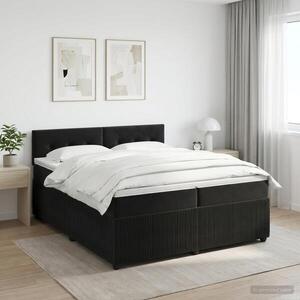 Imagine vidaXL Pat boxspring cu saltea cu headboard Negru 200 x 200 cm Catifea