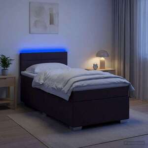 Imagine vidaXL Pat box spring cu saltea și LED Maro închis 90 x 200 cm