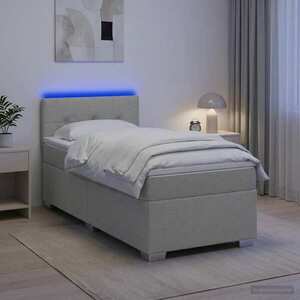 Imagine vidaXL Pat box spring cu saltea și LED Gri deschis 90 x 200 cm