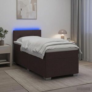 Imagine vidaXL Pat box spring cu saltea și LED Maro închis 90 x 200 cm