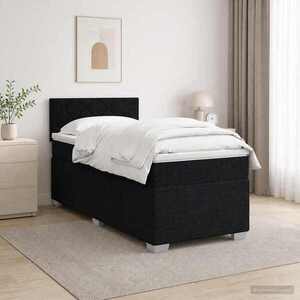 Imagine vidaXL Pat box spring cu saltea și LED Negru 90 x 200 cm Țesătură