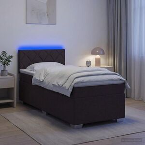 Imagine vidaXL Pat box spring cu saltea și LED Maro închis 90 x 200 cm