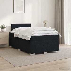 Imagine vidaXL Pat box spring cu saltea și LED Negru 120 x 190 cm Țesătură