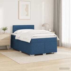 Imagine vidaXL Pat box spring cu saltea și LED albastru 120 x 190 cm Țesătură