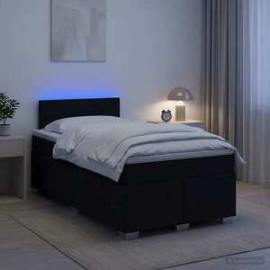 Imagine vidaXL Pat box spring cu saltea și LED Negru 120 x 190 cm Țesătură