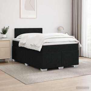 Imagine vidaXL Pat box spring cu saltea și LED Negru 120 x 190 cm Țesătură