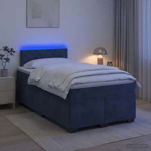 Imagine vidaXL Pat box spring cu saltea și LED Gri închis 120 x 190 cm Catifea