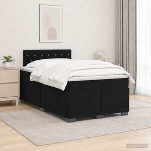Imagine vidaXL Pat box spring cu saltea și LED Negru 120 x 190 cm Catifea